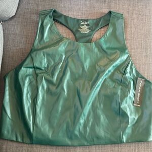 NWT Tahari Green Fake Leather Tank Top 2X